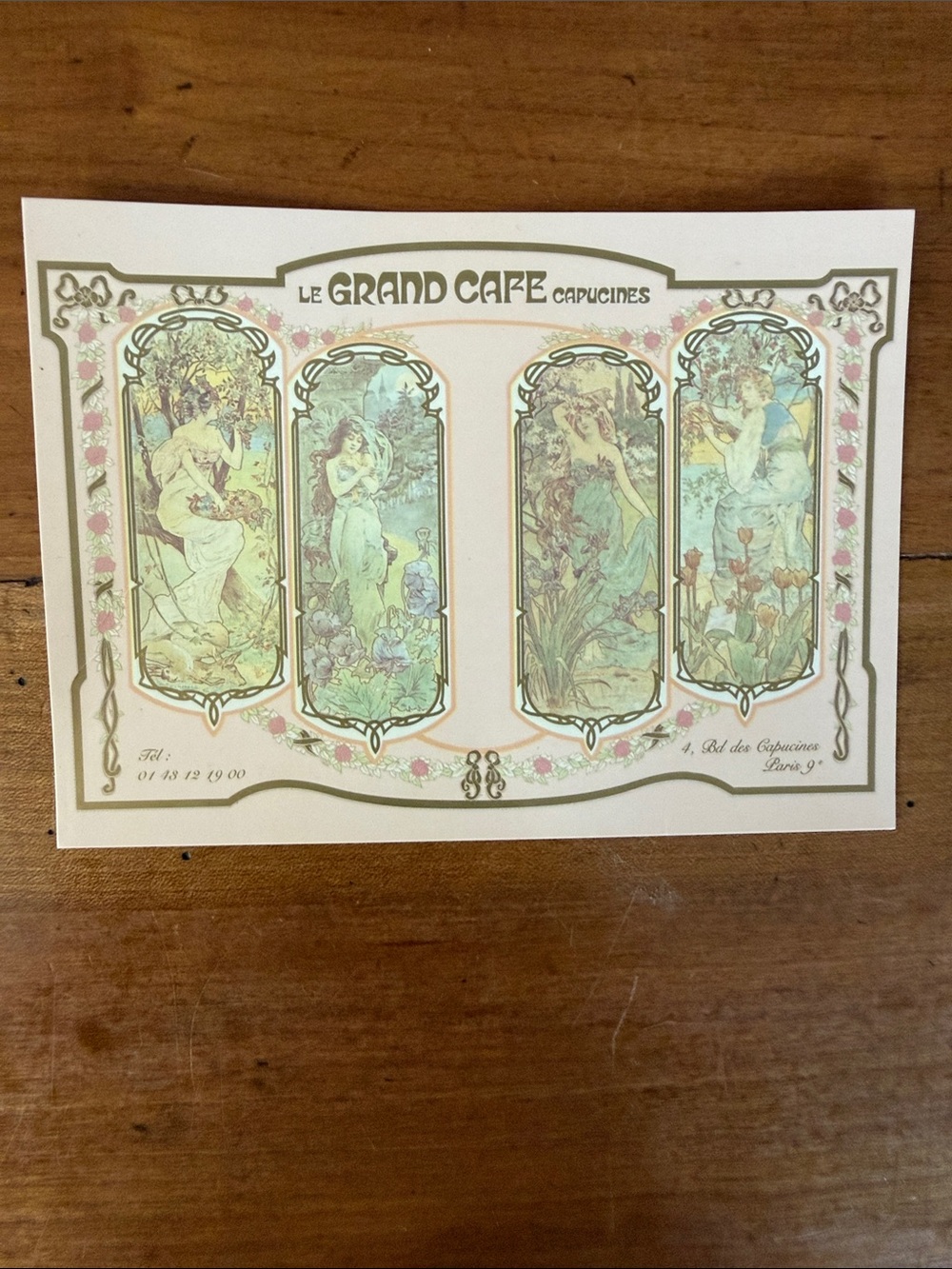 Capucines le grand cafe Art Nouveau postcard  - Cream & Pastel